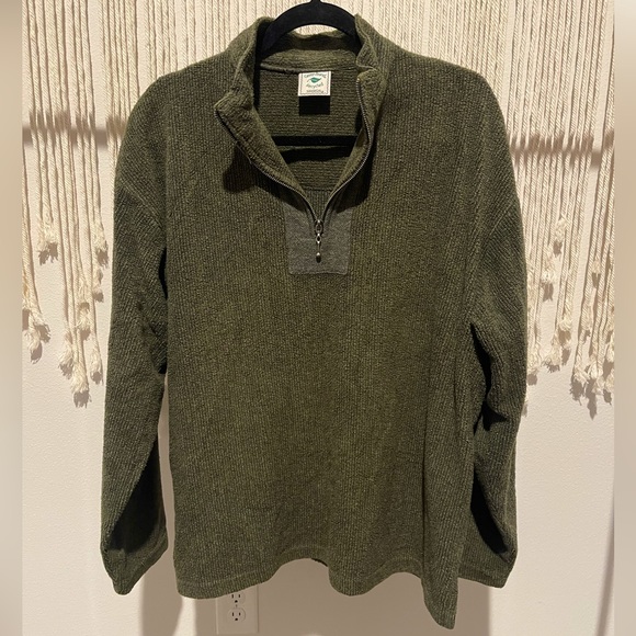 Green Brand Boho Hippie Recycled Yarn Mock Neck Oversized Sweater Sz XL UNISEX - Picture 2 of 8